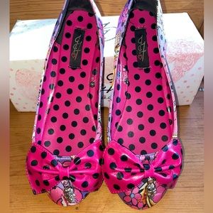 Iron Fist Ballet Flats Rockabilly Fiesta Skull Bow